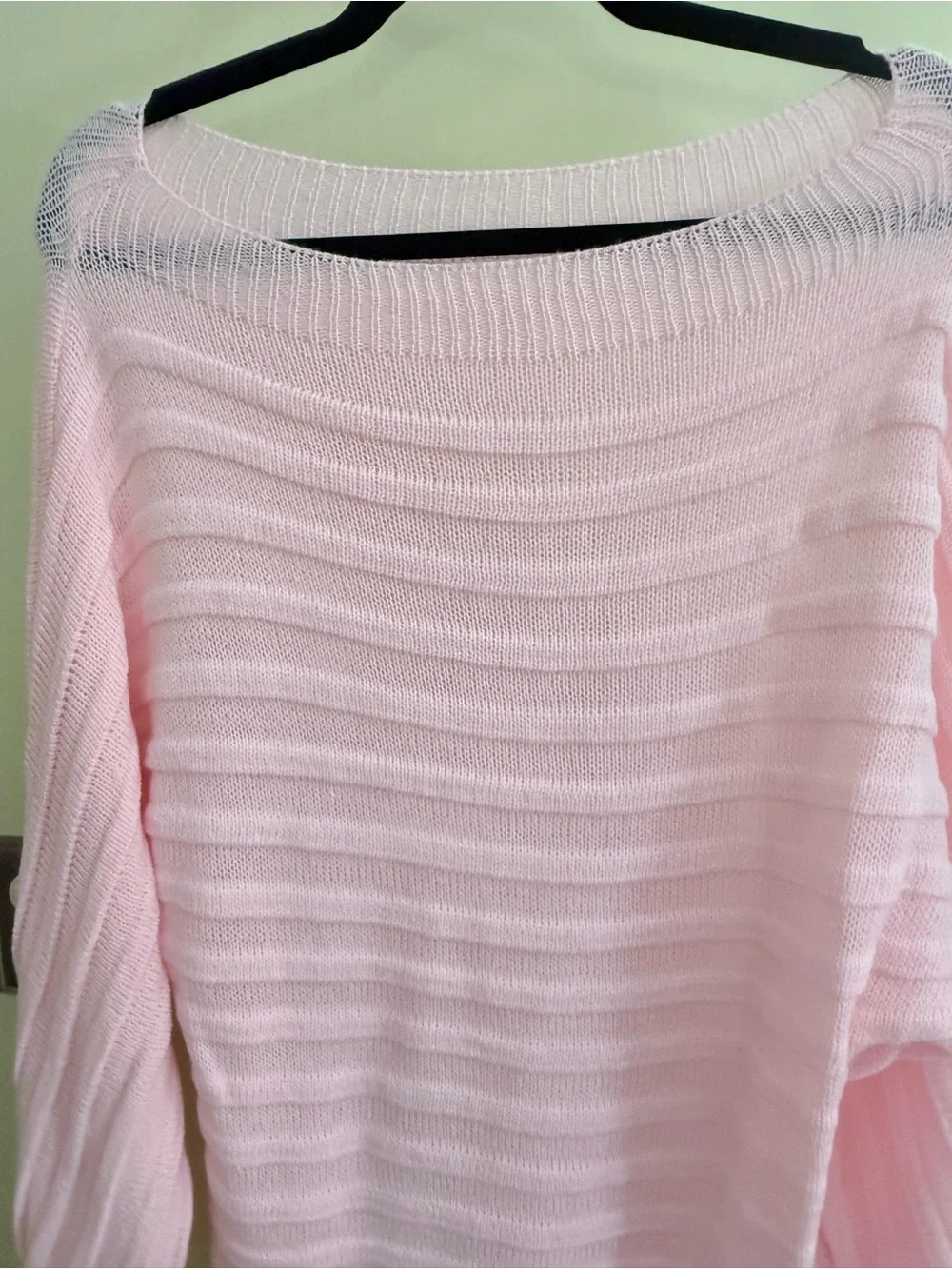 Light Pink Off-the-Shoulder Ribbed Sweater